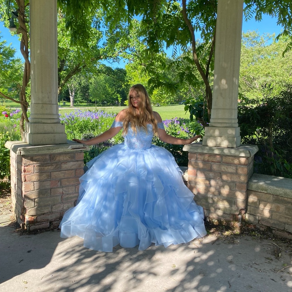 Ellie Wilde Light Blue Prom Dress